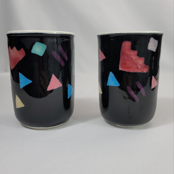 Studio Pottery Painted Geometric Shapes Glazed Pottery OOAK - Picture 5 of 12